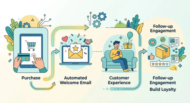 Automatiser un message de bienvenue après achat : email, SMS et RCS 2026